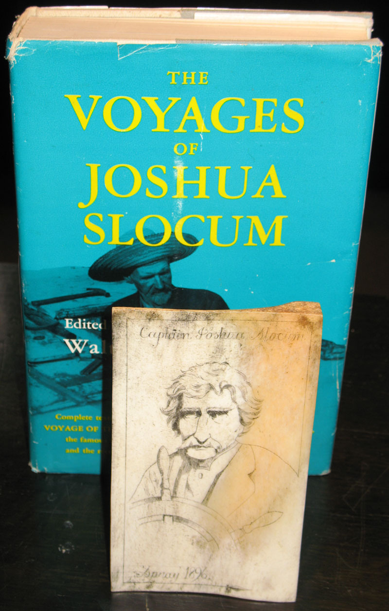 Scrimshaw portrait on bone Captain Joshua Slocum 'Spray' 1896 with The ...